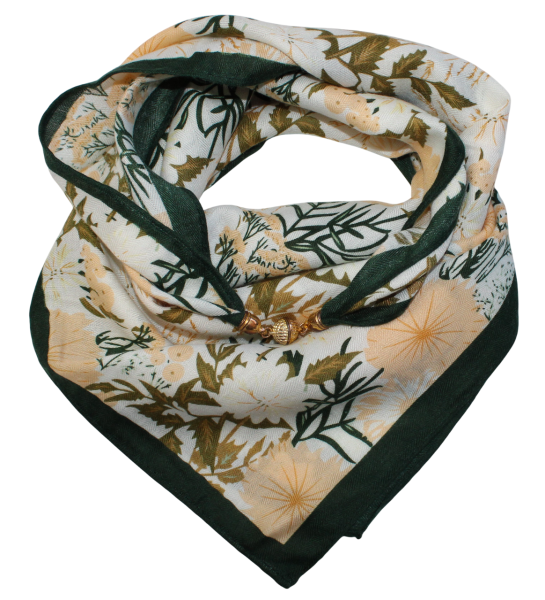 Medvilninė skarelė su magnetiniu užsegimu žalia geltona s932