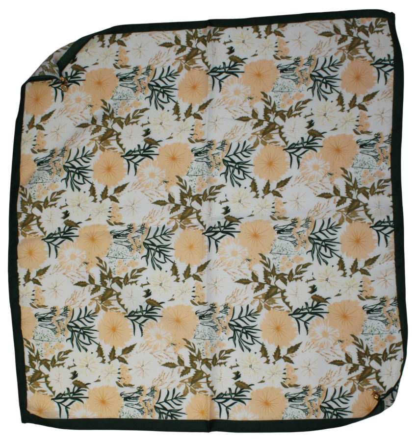 Medvilninė skarelė su magnetiniu užsegimu žalia geltona s932