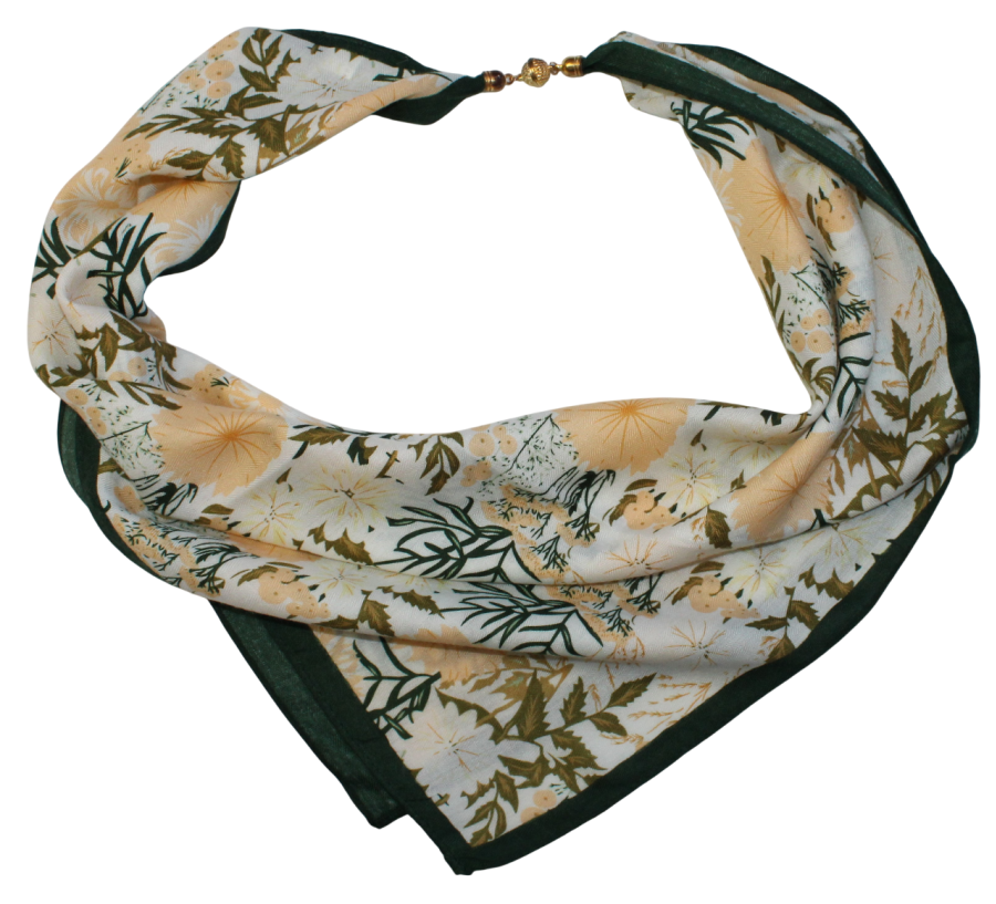 Medvilninė skarelė su magnetiniu užsegimu žalia geltona s932