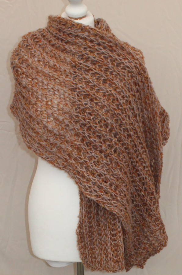 Megztas ilgas šalikas su vilna ryžai pilkas