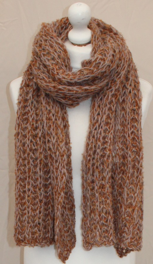 Megztas ilgas šalikas su vilna ryžai pilkas