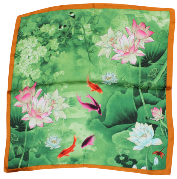 Thin green scarf with fish