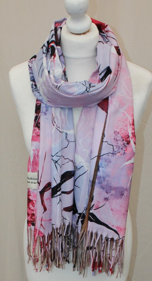 Margas šviesus, su piešiniu, dvipusis šiltas šalikas s874