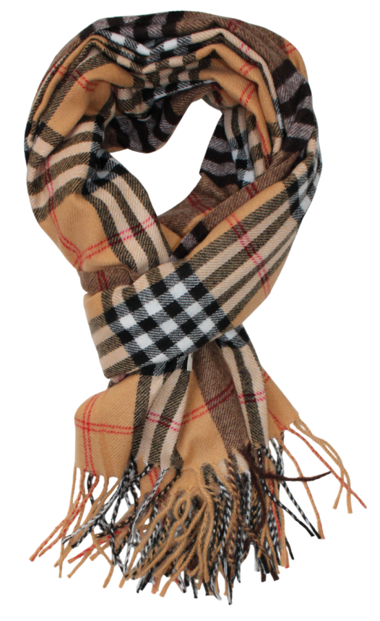 Languotas juostuotas minkštas rudas šalikas s900