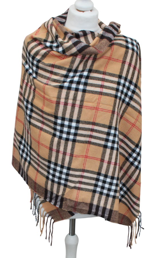 Languotas juostuotas minkštas rudas šalikas s900