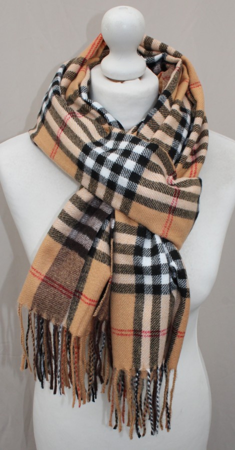 Languotas juostuotas minkštas rudas šalikas s900