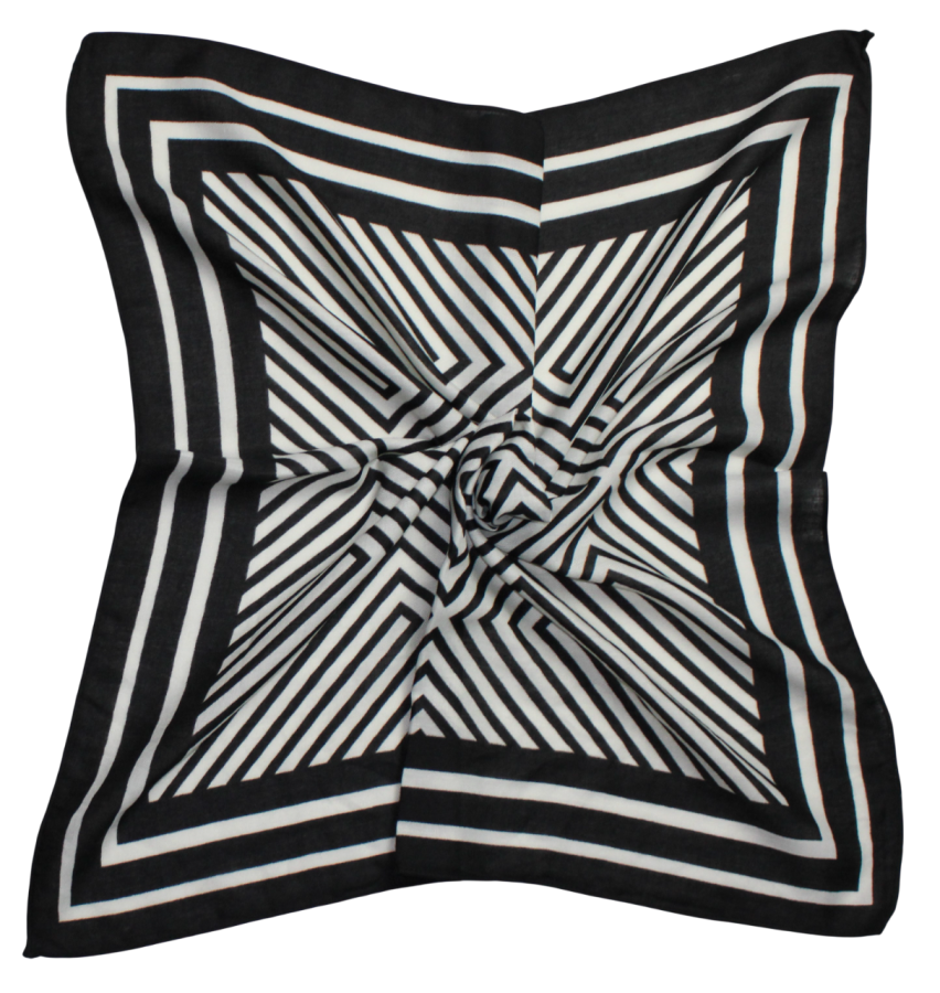Medvilninė skarelė, juodi ornamentai s918