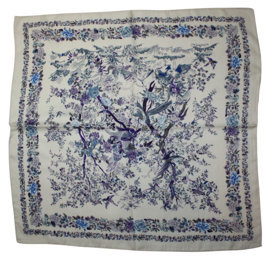 Medvilninė skarelė, mėlyni violetiniai medžiai s908