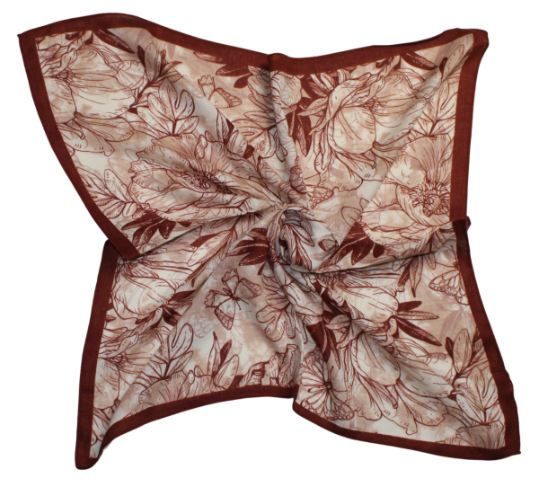 Medvilninė skarelė, rudos gėlės s915