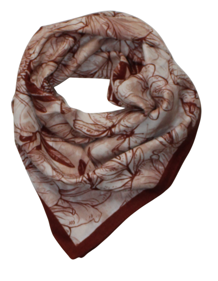 Medvilninė skarelė, rudos gėlės s915