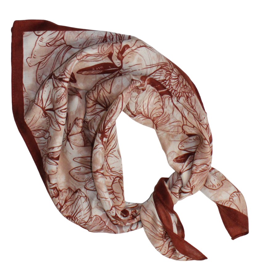 Medvilninė skarelė, rudos gėlės s915