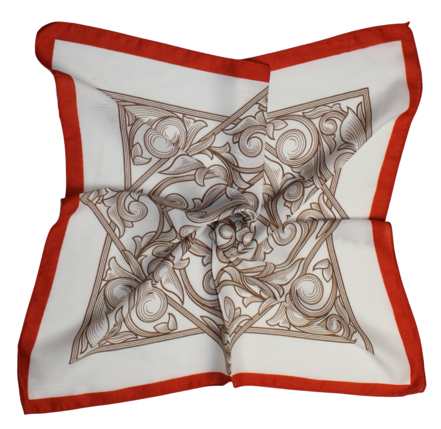 Medvilninė skarelė, ruda oranžinė balta s917