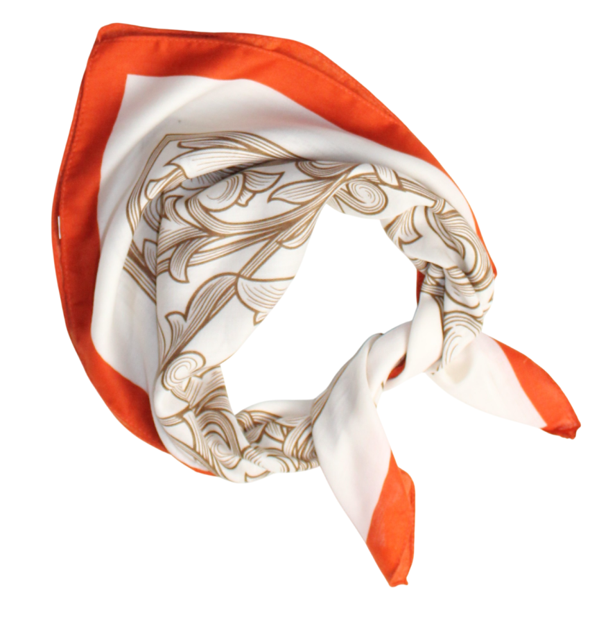 Medvilninė skarelė, ruda oranžinė balta s917