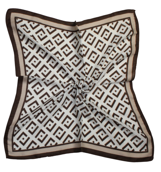 Medvilninė skarelė, rudi ornamentai s919