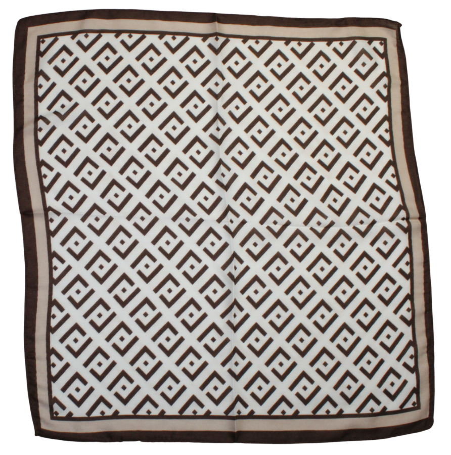 Medvilninė skarelė, rudi ornamentai s919