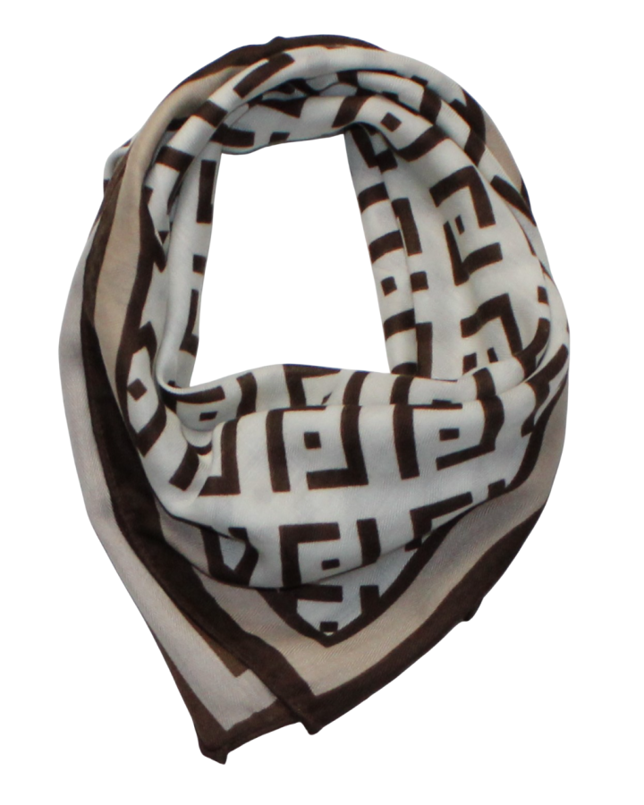 Medvilninė skarelė, rudi ornamentai s919