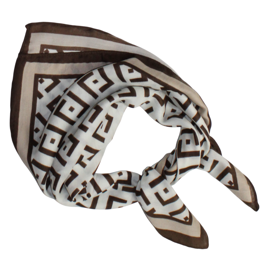 Medvilninė skarelė, rudi ornamentai s919