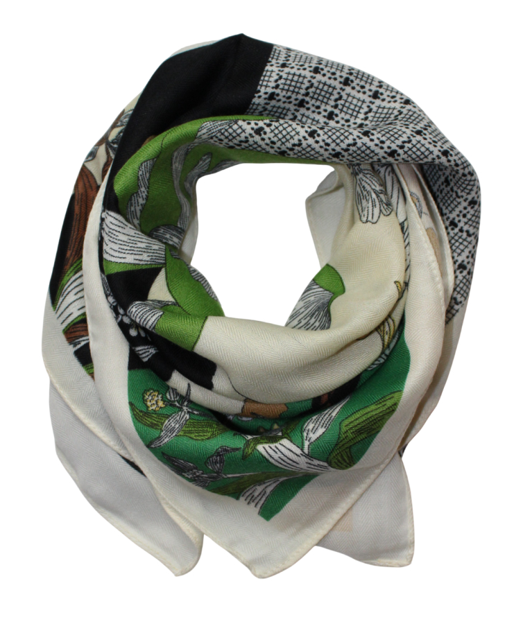 Medvilninė skarelė, žalia, juoda, smėlio s906