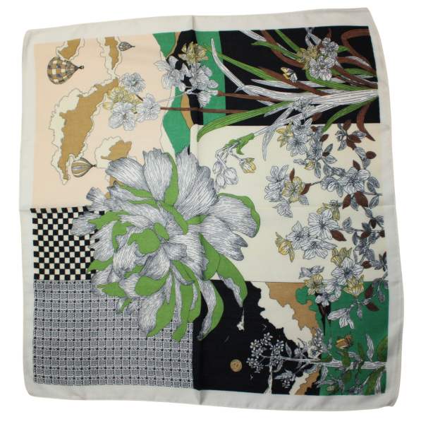 Medvilninė skarelė, žalia, juoda, smėlio s906