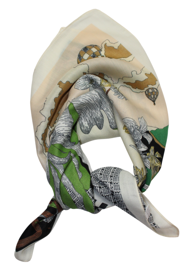 Medvilninė skarelė, žalia, juoda, smėlio s906