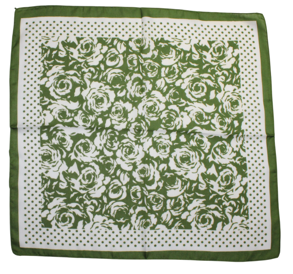 Medvilninė skarelė, žalios rožės s924