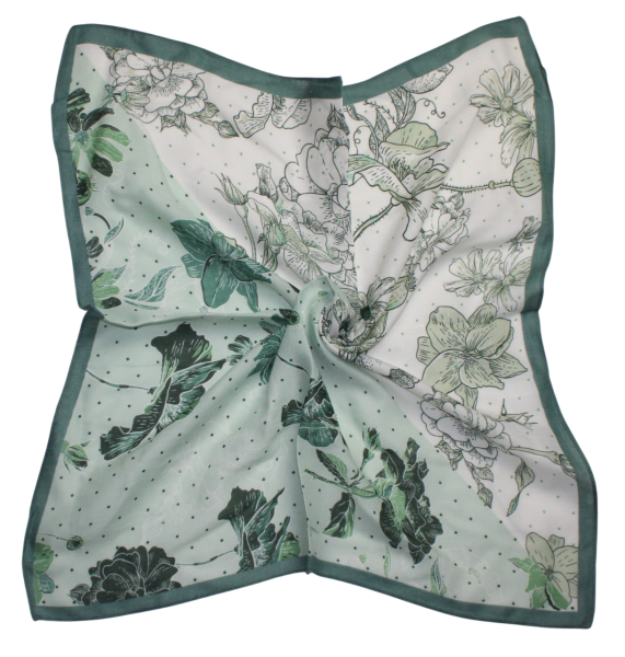 Medvilninė skarelė, dvispalvė balta ir mėtinė s925