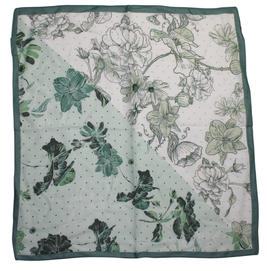 Medvilninė skarelė, dvispalvė balta ir mėtinė s925