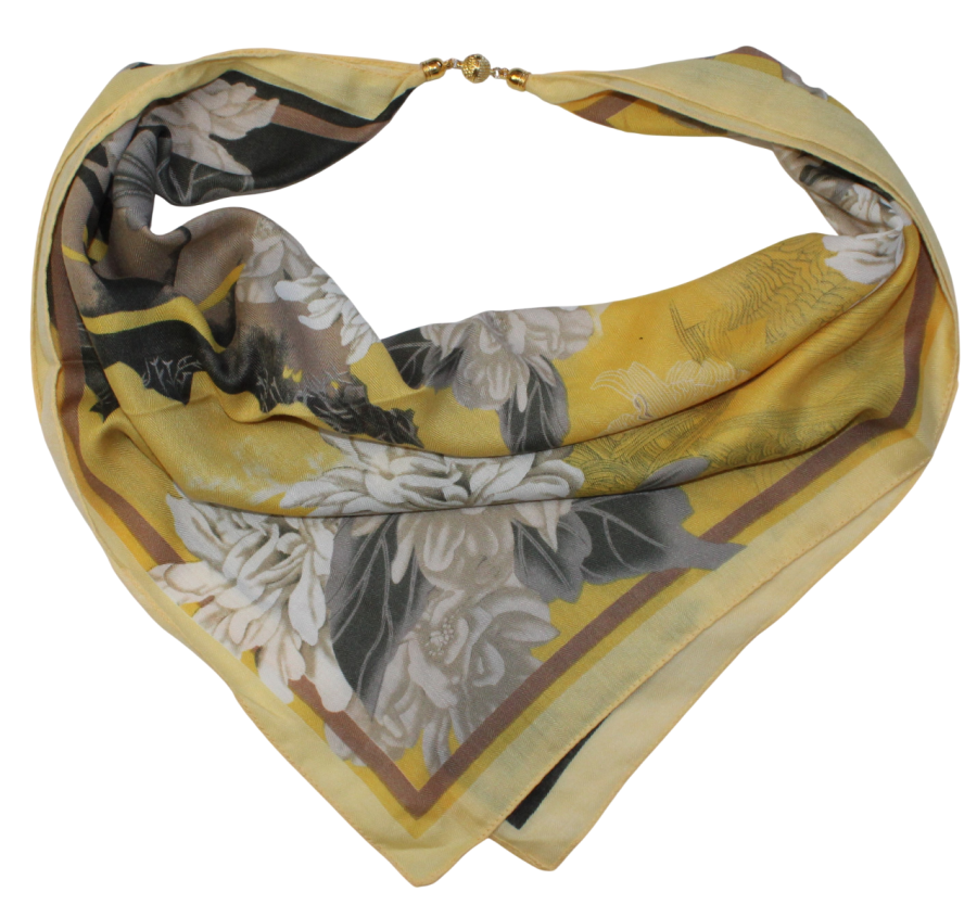 Medvilninė skarelė su magnetiniu užsegimu juoda geltona s931