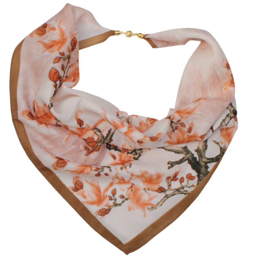 Medvilninė skarelė su magnetiniu užsegimu, šviesi s942