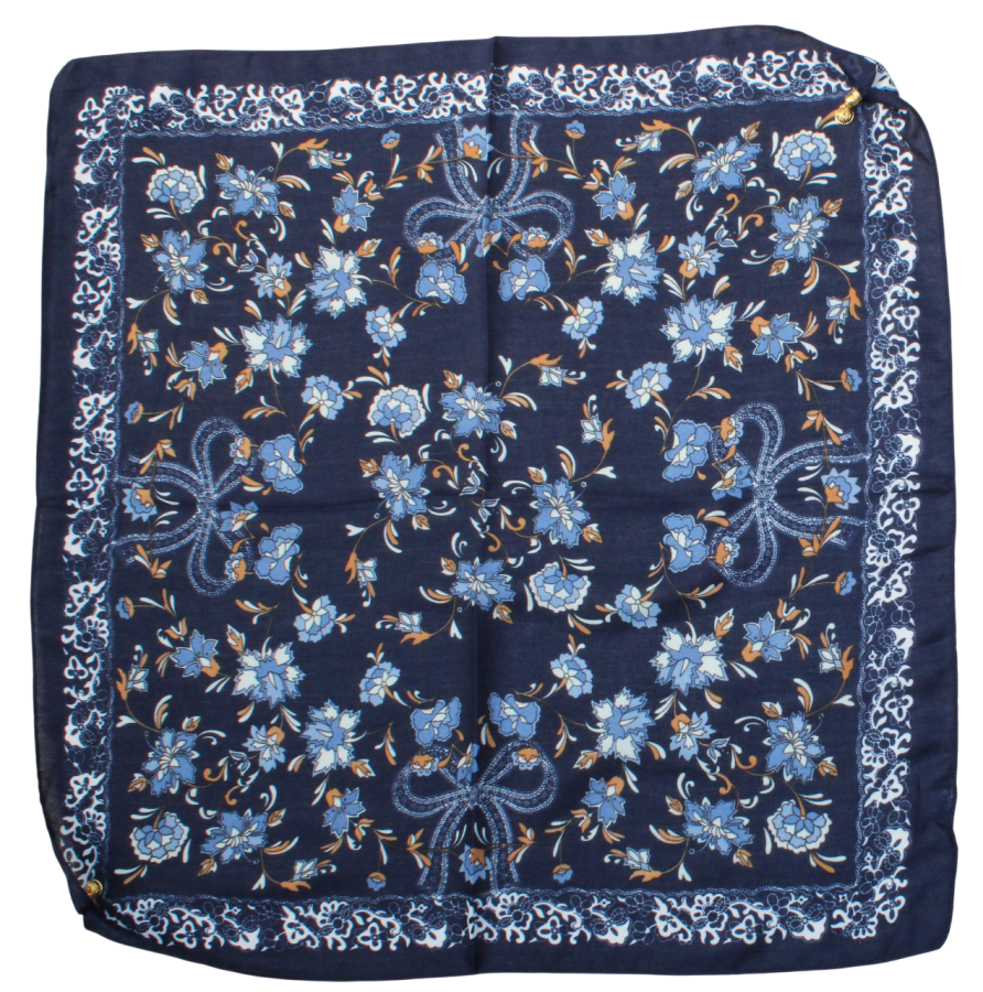 Medvilninė skarelė su magnetiniu užsegimu, tamsiai mėlyna s941