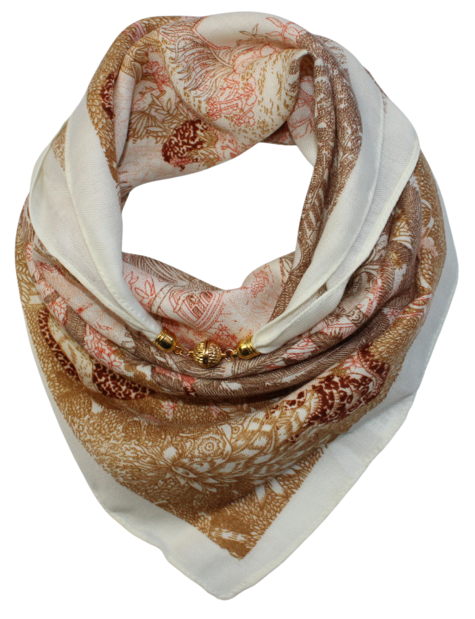 Medvilninė skarelė su magnetiniu užsegimu šviesi s930