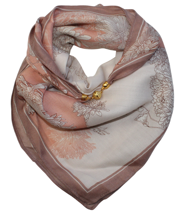 Medvilninė skarelė su magnetiniu užsegimu šviesi pudra s934