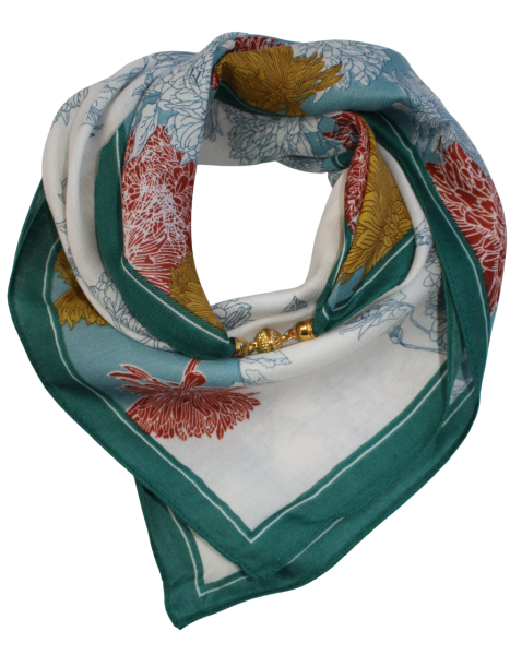 Medvilninė skarelė su magnetiniu užsegimu baltai mėtinė s928