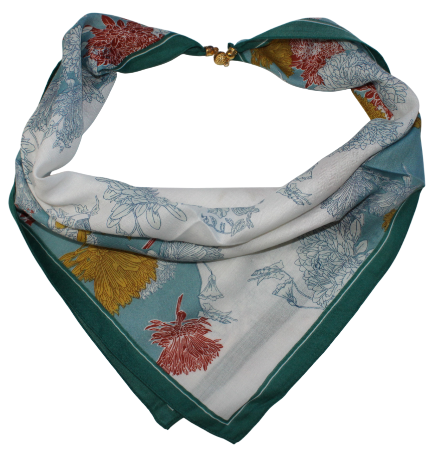 Medvilninė skarelė su magnetiniu užsegimu baltai mėtinė s928