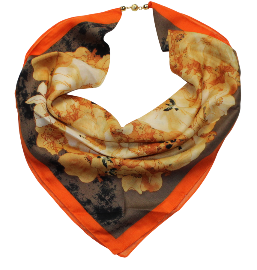 Medvilninė skarelė su magnetiniu užsegimu, oranžinė s926