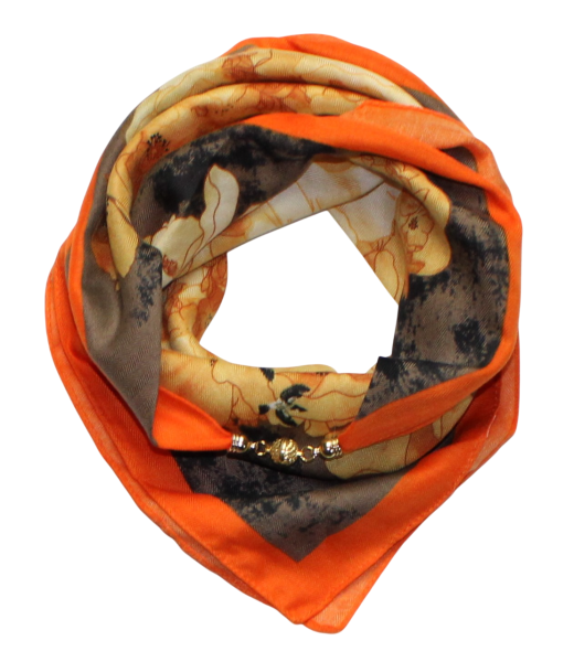 Medvilninė skarelė su magnetiniu užsegimu, oranžinė s926