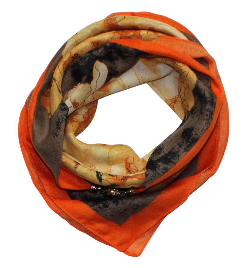 Medvilninė skarelė su magnetiniu užsegimu, oranžinė s926