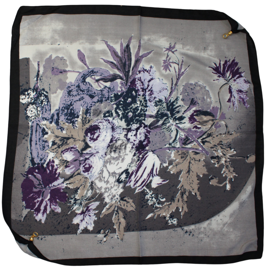 Medvilninė skarelė su magnetiniu užsegimu violetinė pilka s929