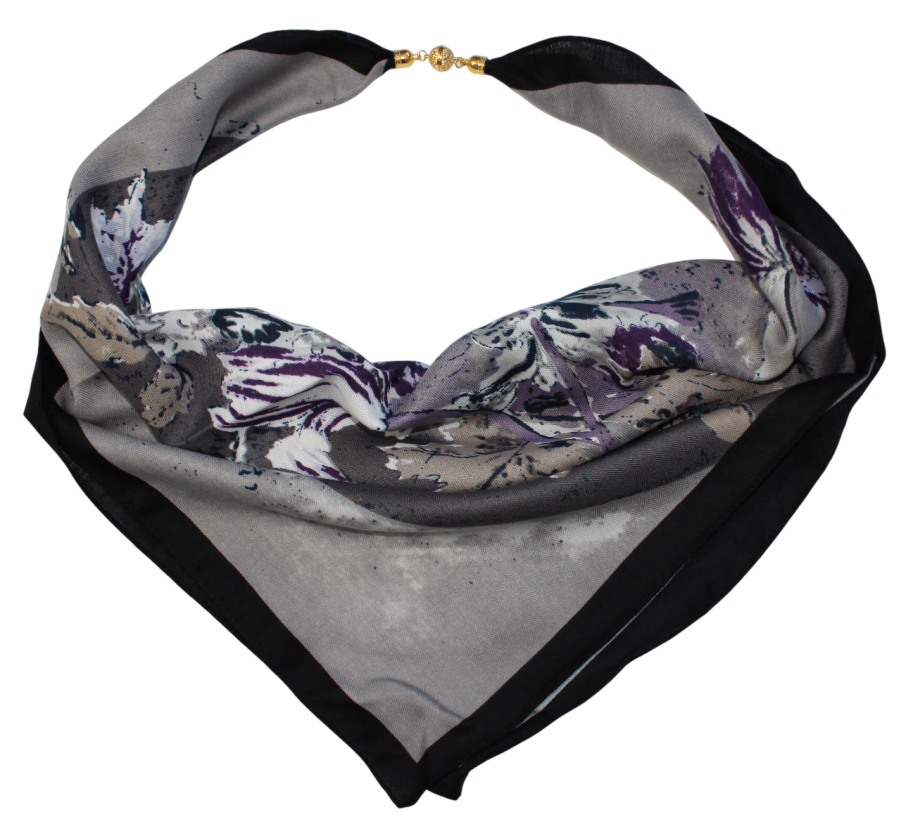 Medvilninė skarelė su magnetiniu užsegimu violetinė pilka s929