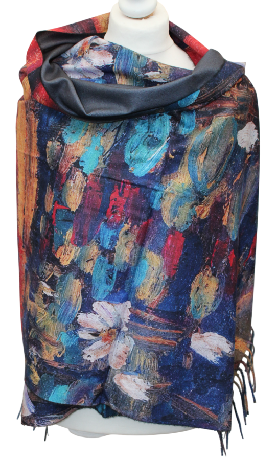 Tamsus mėlynas, dvipusis šiltas šalikas s879