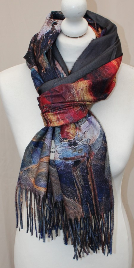 Tamsus mėlynas, dvipusis šiltas šalikas s879