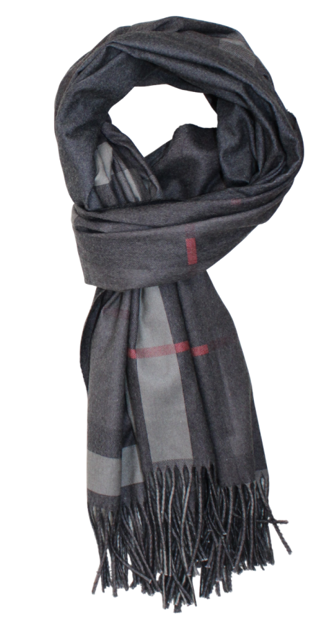 Dvipusis pilkas juostuotas šalikas s893