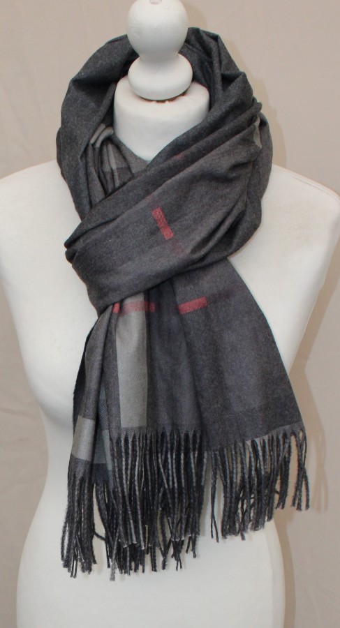 Dvipusis pilkas juostuotas šalikas s893