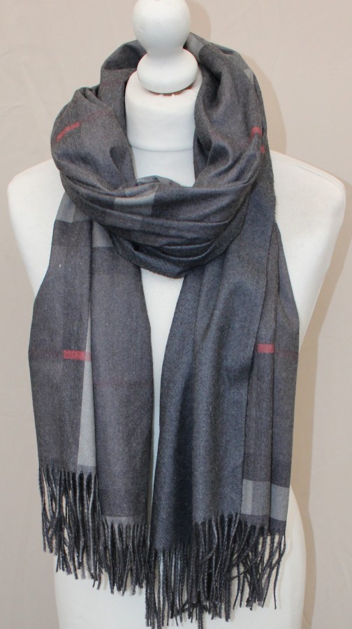 Dvipusis pilkas juostuotas šalikas s893