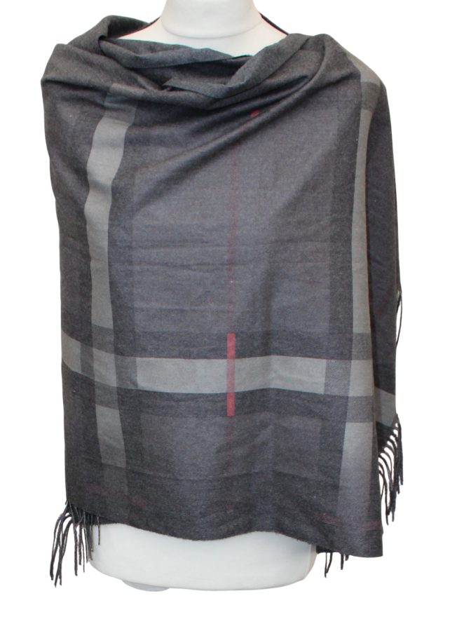 Dvipusis pilkas juostuotas šalikas s893