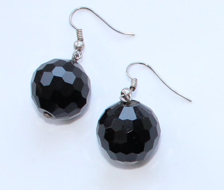 Auskarai juodas kristalas