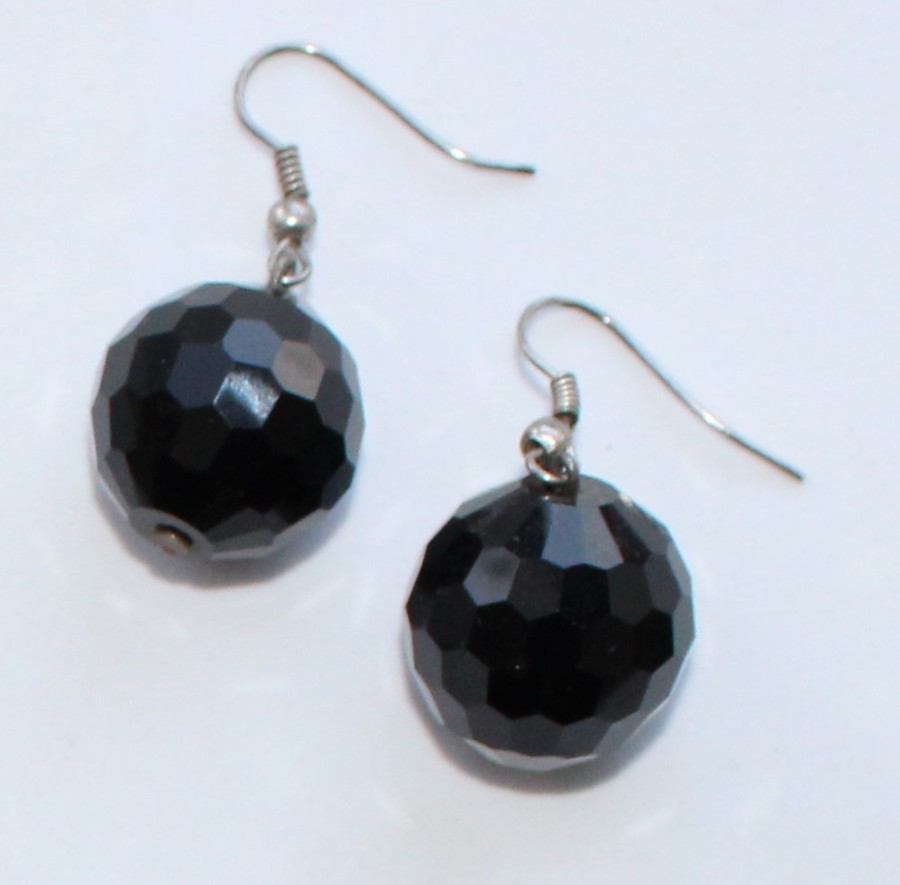 Auskarai juodas kristalas