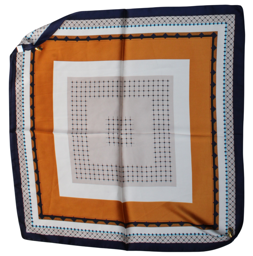 Šilkinė skarytė su magnetiniu užsegimu „Geometrinė prabanga“, 68x68 cm s966 Šilkinė skarytė su magnetiniu užsegimu „Geometrinė prabanga“, 68x68 cm s966