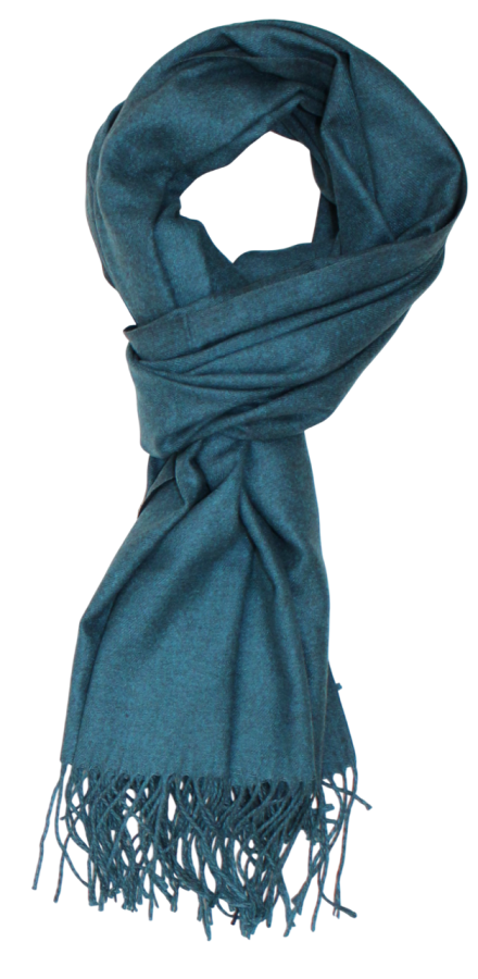 Žaliai mėlynas vidutinio storumo šiltas šalikas s885