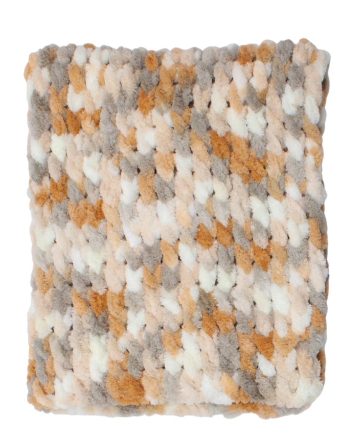 Rankomis megztas pledas „Alize Puffy“, 110x170 cm (Smėlio/Pilka mozaika)